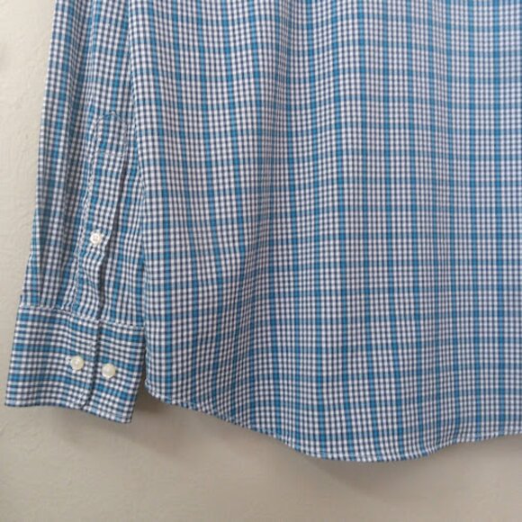 PETER MILLAR | Summer Comfort Performance Sport Blue Check Button Down Shirt L - Picture 9 of 13